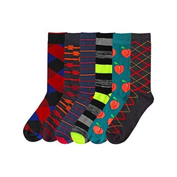 Mens Classic Designs & Fun Food 6-Pack Dress Socks - Picture 3 of 4